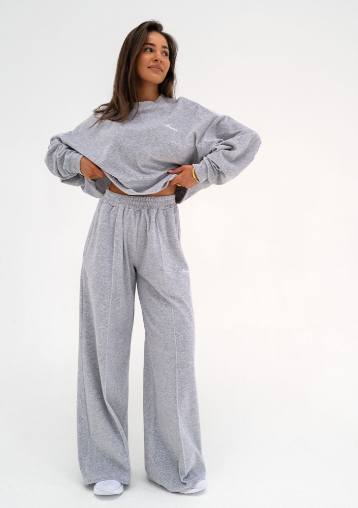 Costa Velvet - Melange grey velvet sweatpants