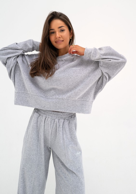 Costa Velvet - Bluza velvet Grey Melange