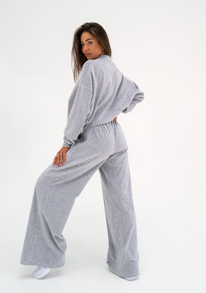 Costa Velvet - Melange grey velvet sweatpants