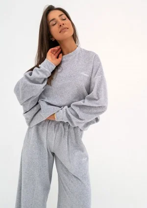 Costa Velvet - Melange grey velvet sweatshirt