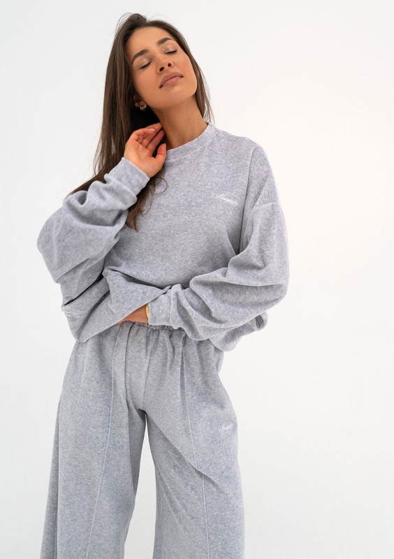 Costa Velvet - Melange grey velvet sweatshirt