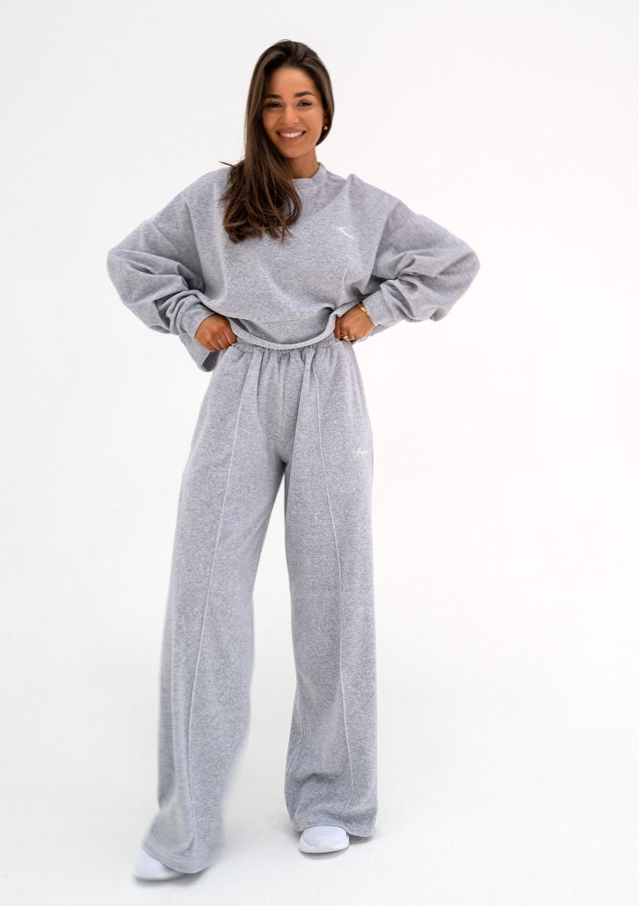 Costa Velvet - Melange grey velvet sweatpants