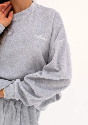 Costa Velvet - Melange grey velvet sweatshirt