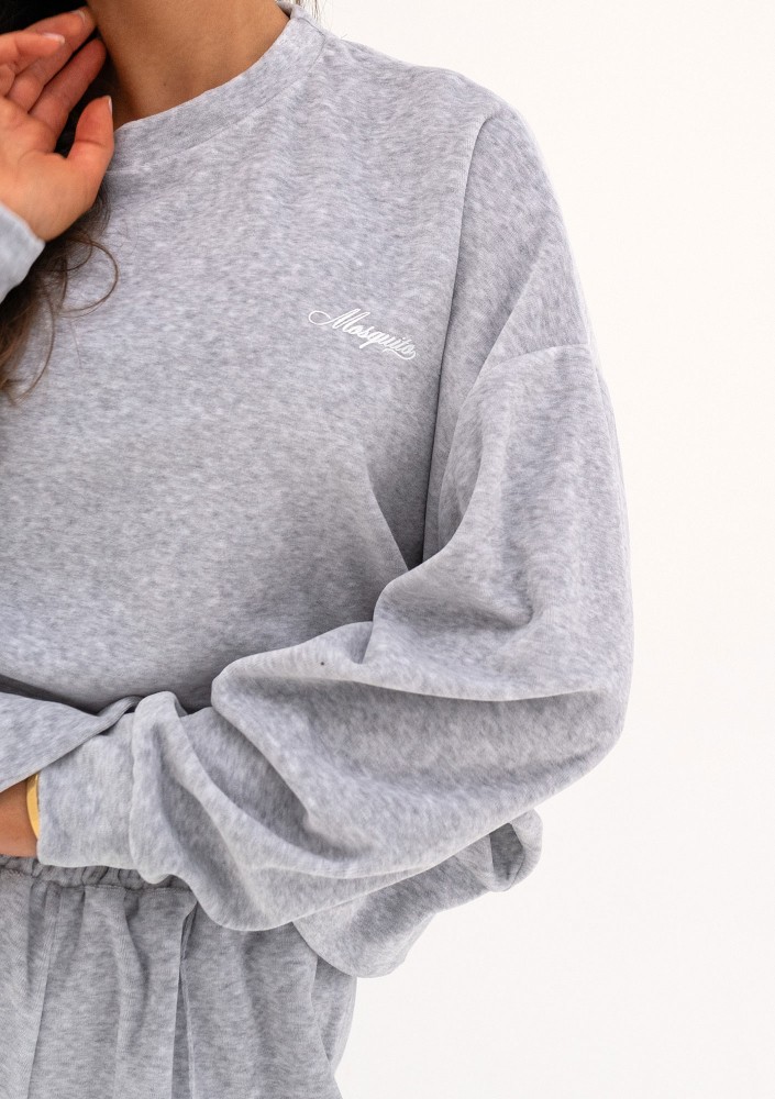 Costa Velvet - Bluza velvet Grey Melange