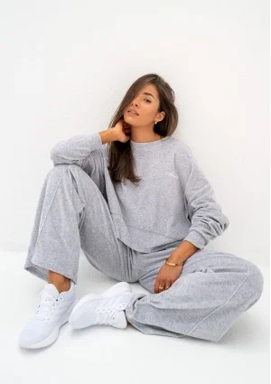 Costa Velvet - Melange grey velvet sweatshirt