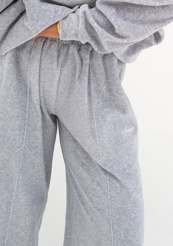 Costa Velvet - Spodnie dresowe velvet Grey Melange
