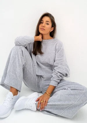 Costa Velvet - Melange grey velvet sweatpants