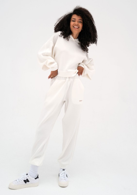 Chase - Ecru rayon sweatpants