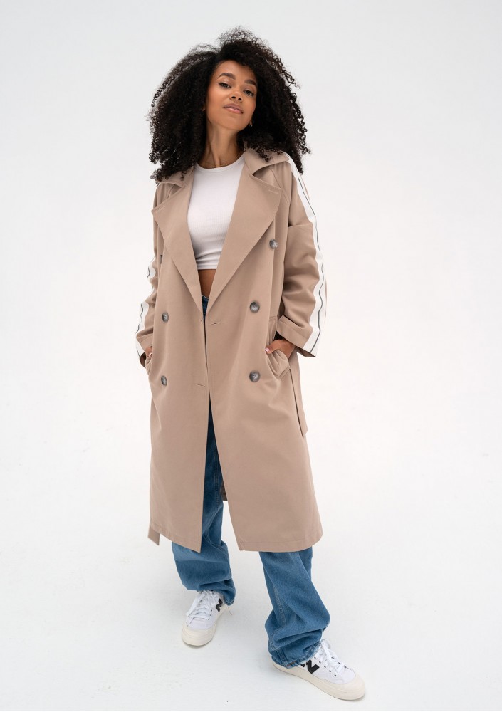 Dogan - Trencz z lampasami Beige