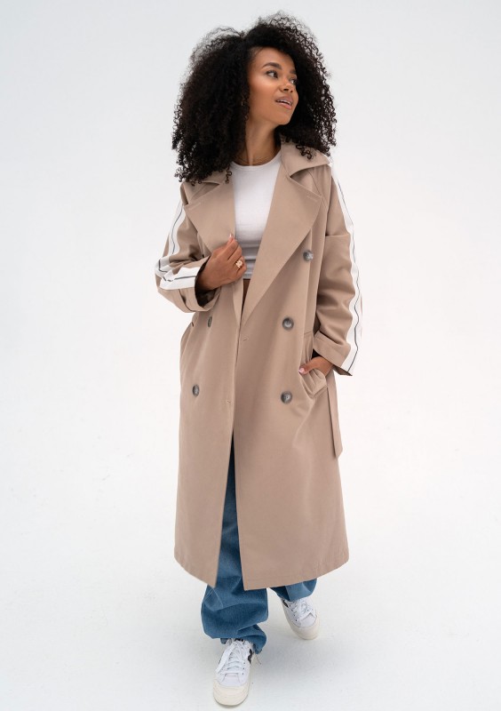 Dogan - Trencz z lampasami Beige