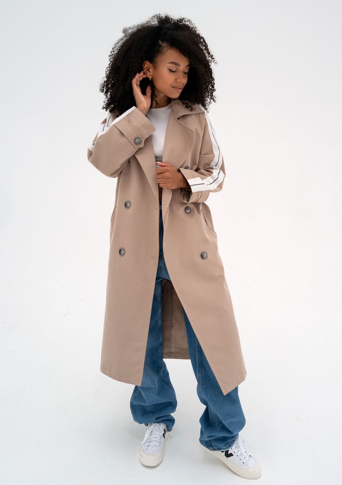 Dogan - Beige trench with stripes