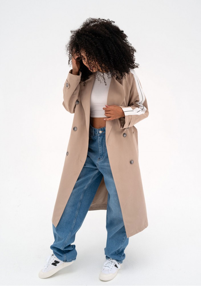 Dogan - Beige trench with stripes