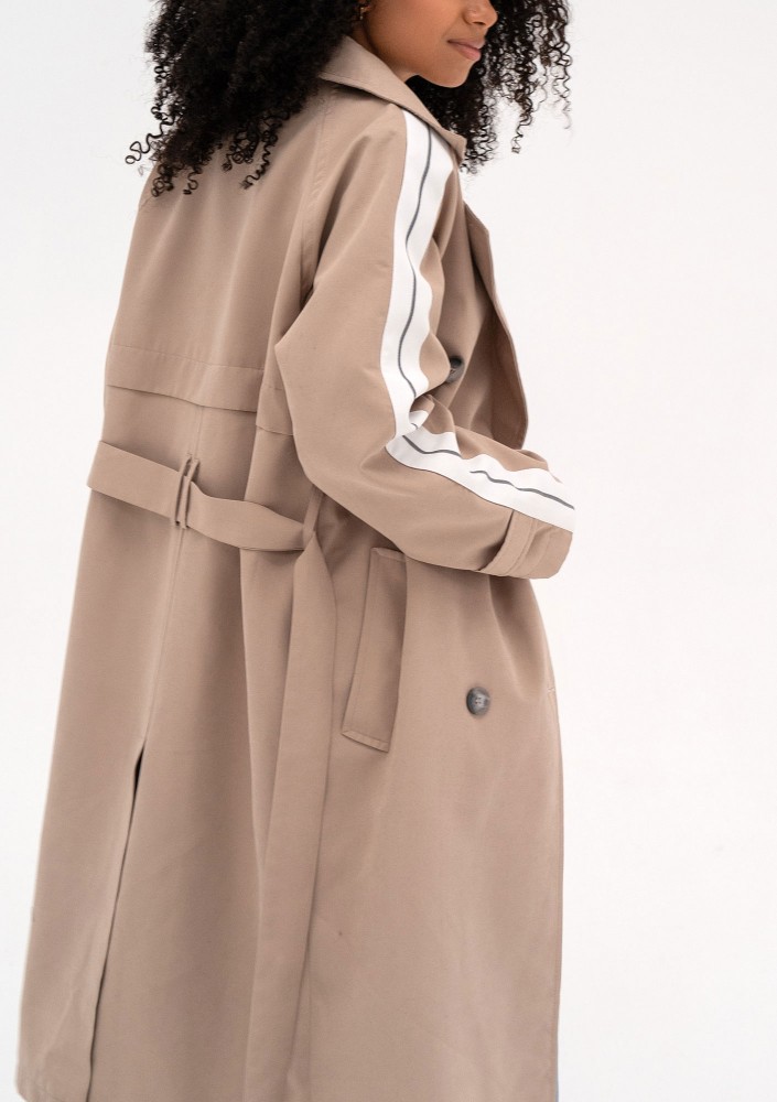 Dogan - Beige trench with stripes