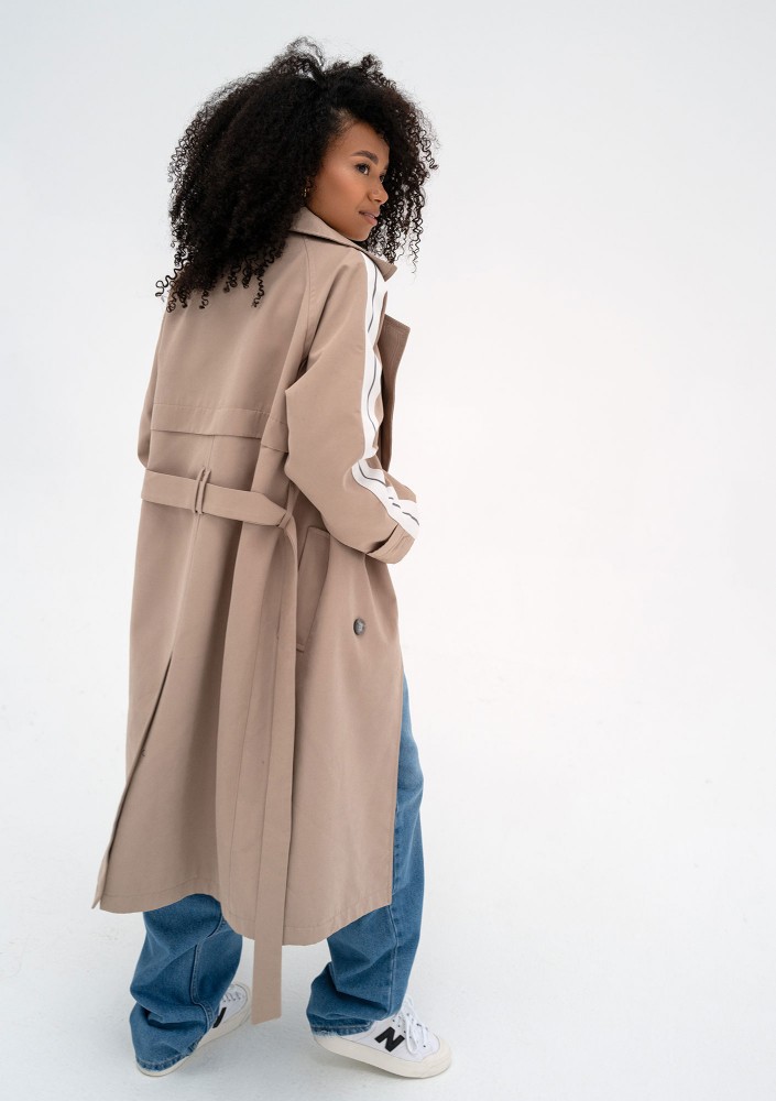 Dogan - Trencz z lampasami Beige