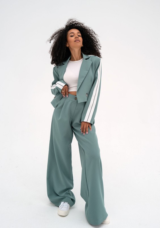 Cora - Blue wide pants with stripes