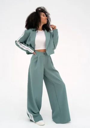 Cora - Blue wide pants with stripes