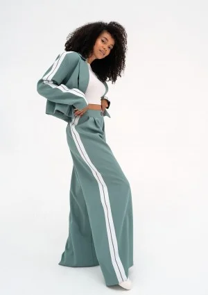Cora - Blue wide pants with stripes