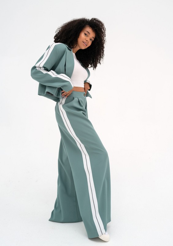 Cora - Blue wide pants with stripes