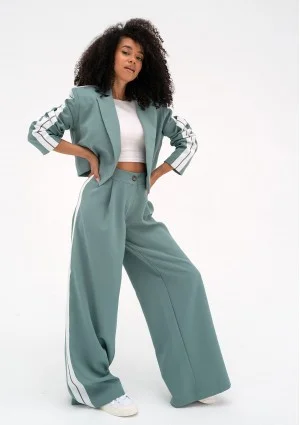 Cora - Blue wide pants with stripes