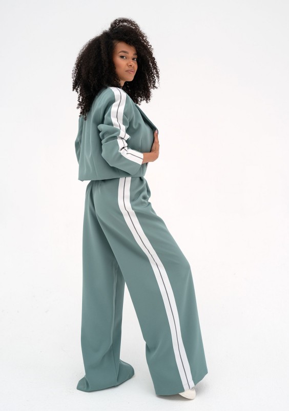 Cora - Blue wide pants with stripes