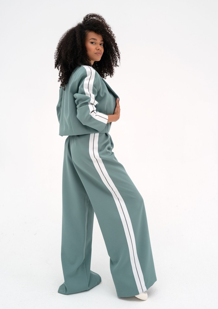 Cora - Szerokie spodnie z lampasami Blue