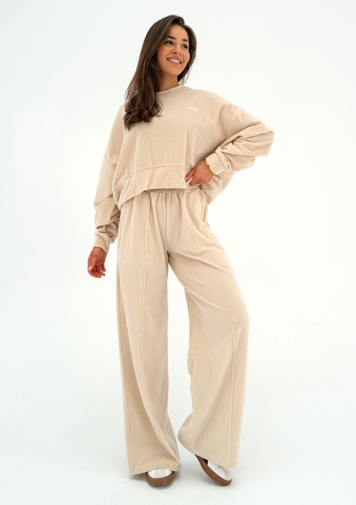 Costa Velvet - Beige velvet sweatshirt