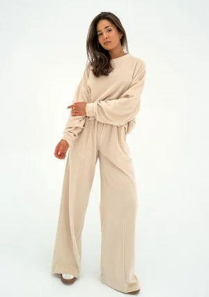 Costa Velvet - Beige velvet sweatshirt