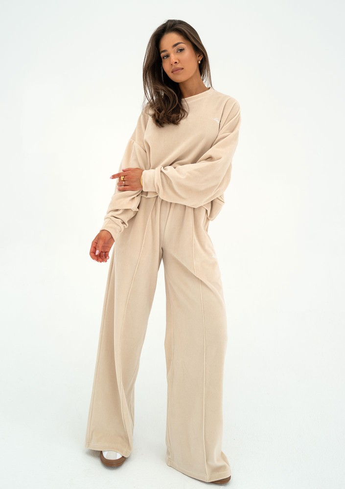 Costa Velvet - Beige velvet sweatshirt
