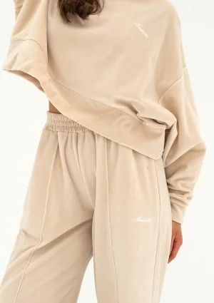 Costa Velvet - Beige velvet sweatshirt