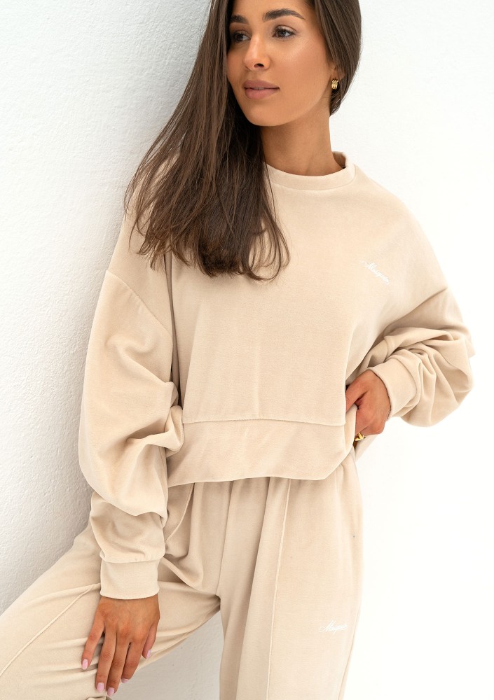 Costa Velvet - Bluza velvet Beige