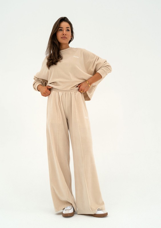 Costa Velvet - Spodnie dresowe velvet Beige