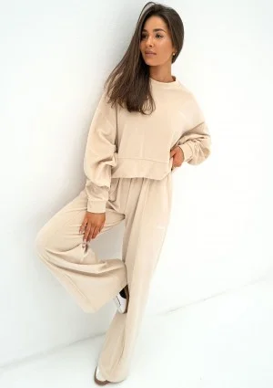 Costa Velvet - Beige velvet sweatpants