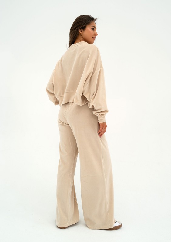 Costa Velvet - Beige velvet sweatpants