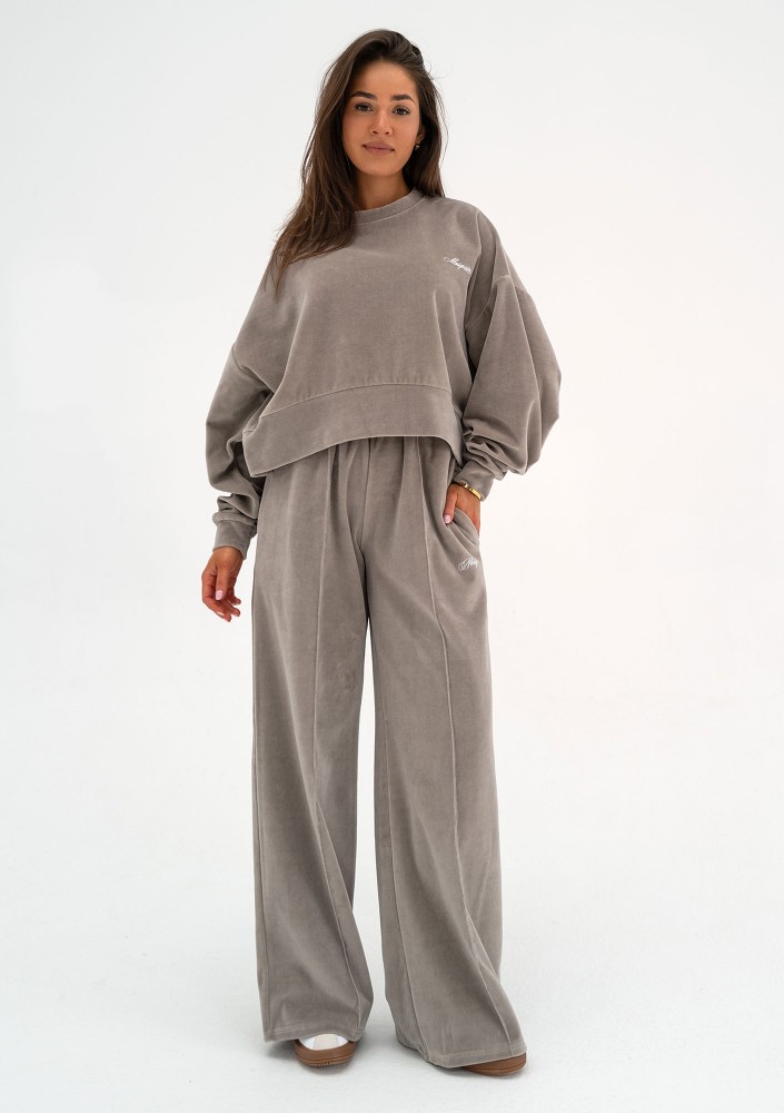 Costa Velvet - Taupe velvet sweatpants