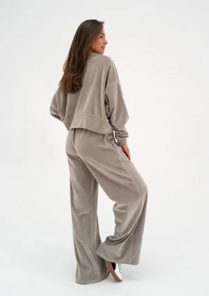 Costa Velvet - Taupe velvet sweatpants