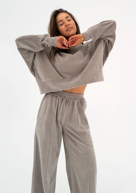 Costa Velvet - Bluza velvet Taupe