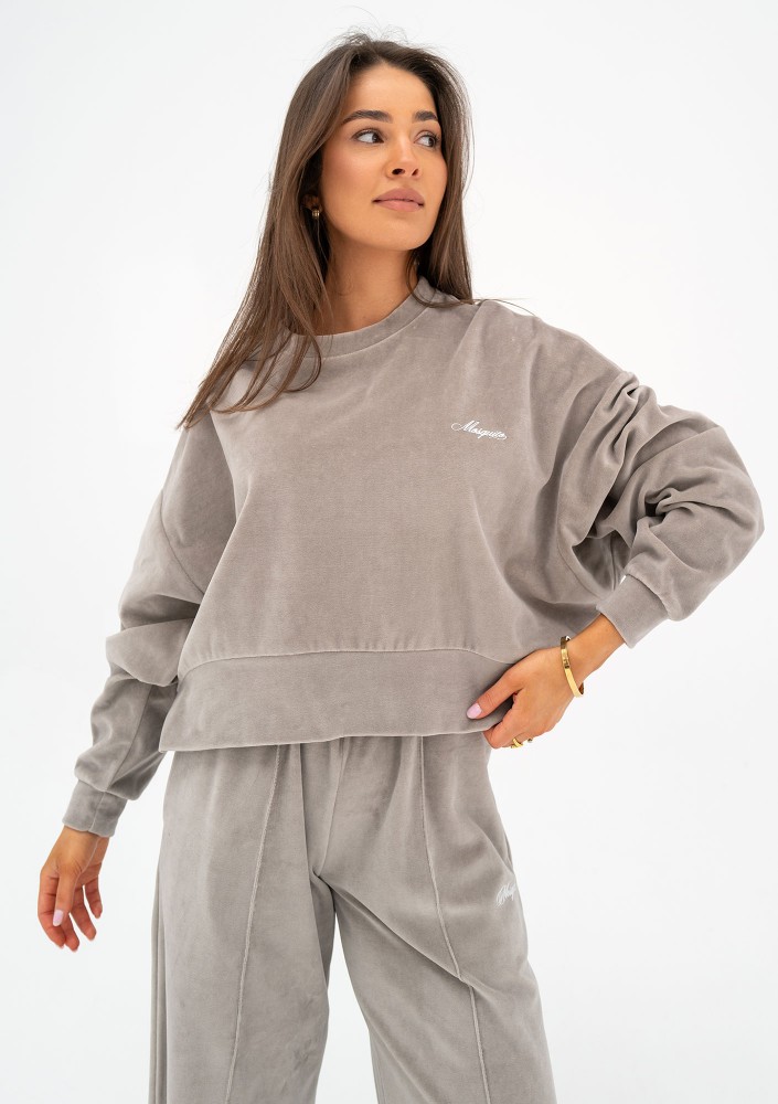 Costa Velvet - Taupe velvet sweatshirt