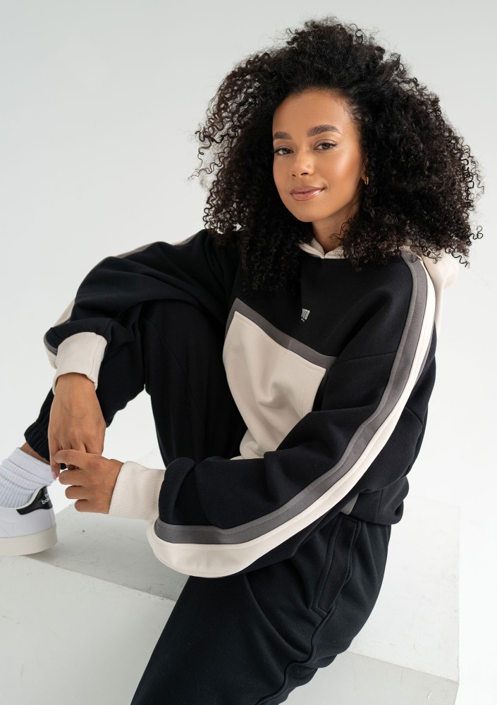 Fame - Tricolor hoodie Black