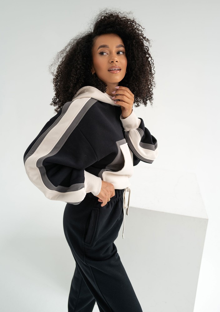 Fame - Tricolor hoodie Black