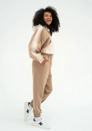 Fame - Tricolor hoodie Beige