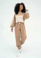Fame - Tricolor hoodie Beige