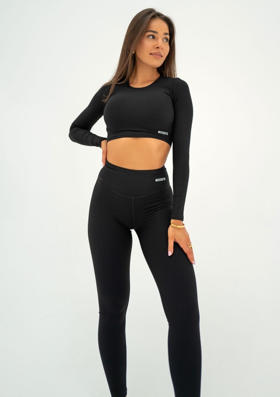 Pure Long - Top prążkowany Black