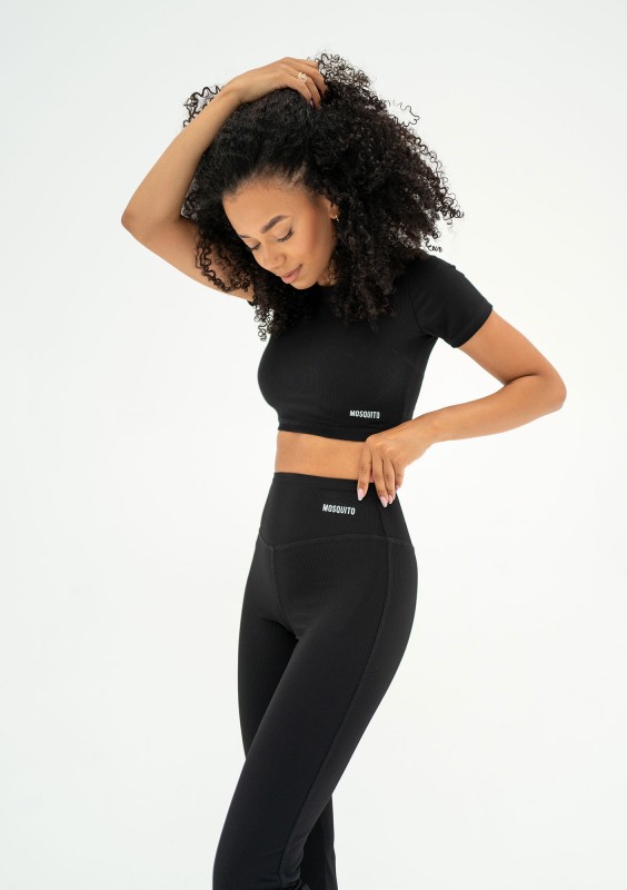 Pure Short - Top prążkowany Black