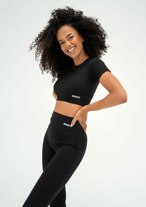 Pure Short - Top prążkowany Black