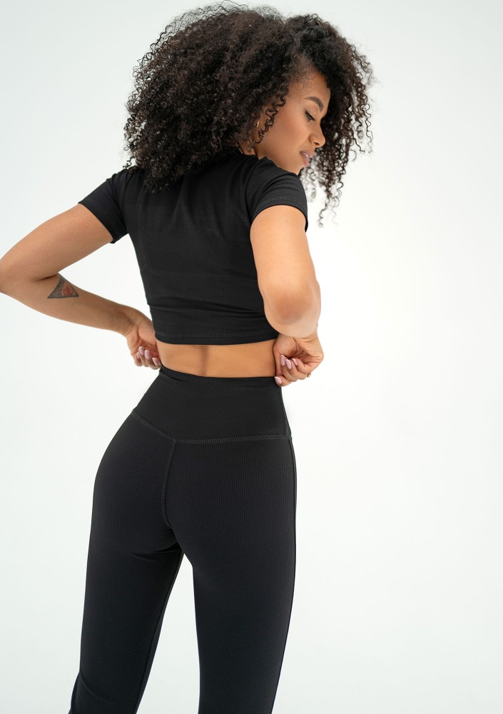 Pure Short - Top prążkowany Black