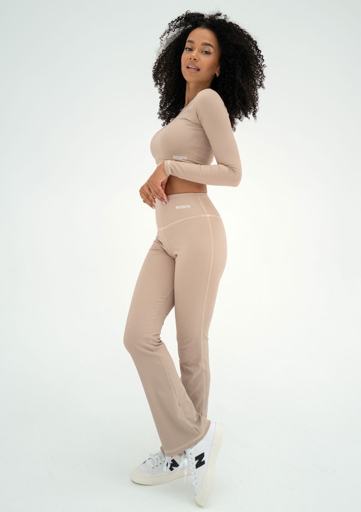 Chance - Beige pinstriped leggings