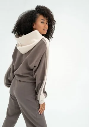 Fame - Tricolor hoodie Taupe