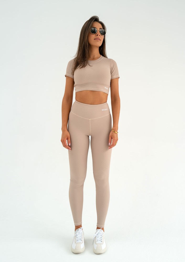 Pure Short - Top prążkowany Beige