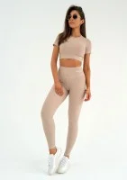 Hi Pure - Legginsy prążkowane Beige