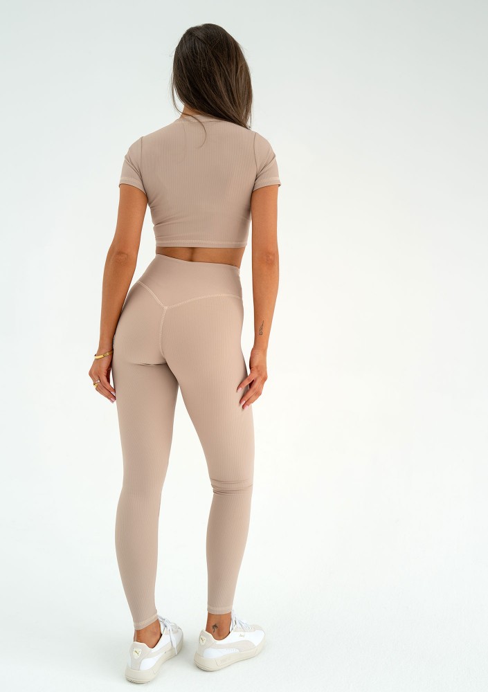 Hi Pure - Beige pinstriped leggings